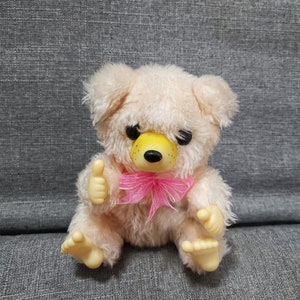vintage stuffed animal big eye bear rubber face bear monchhichi doll 6&quot;