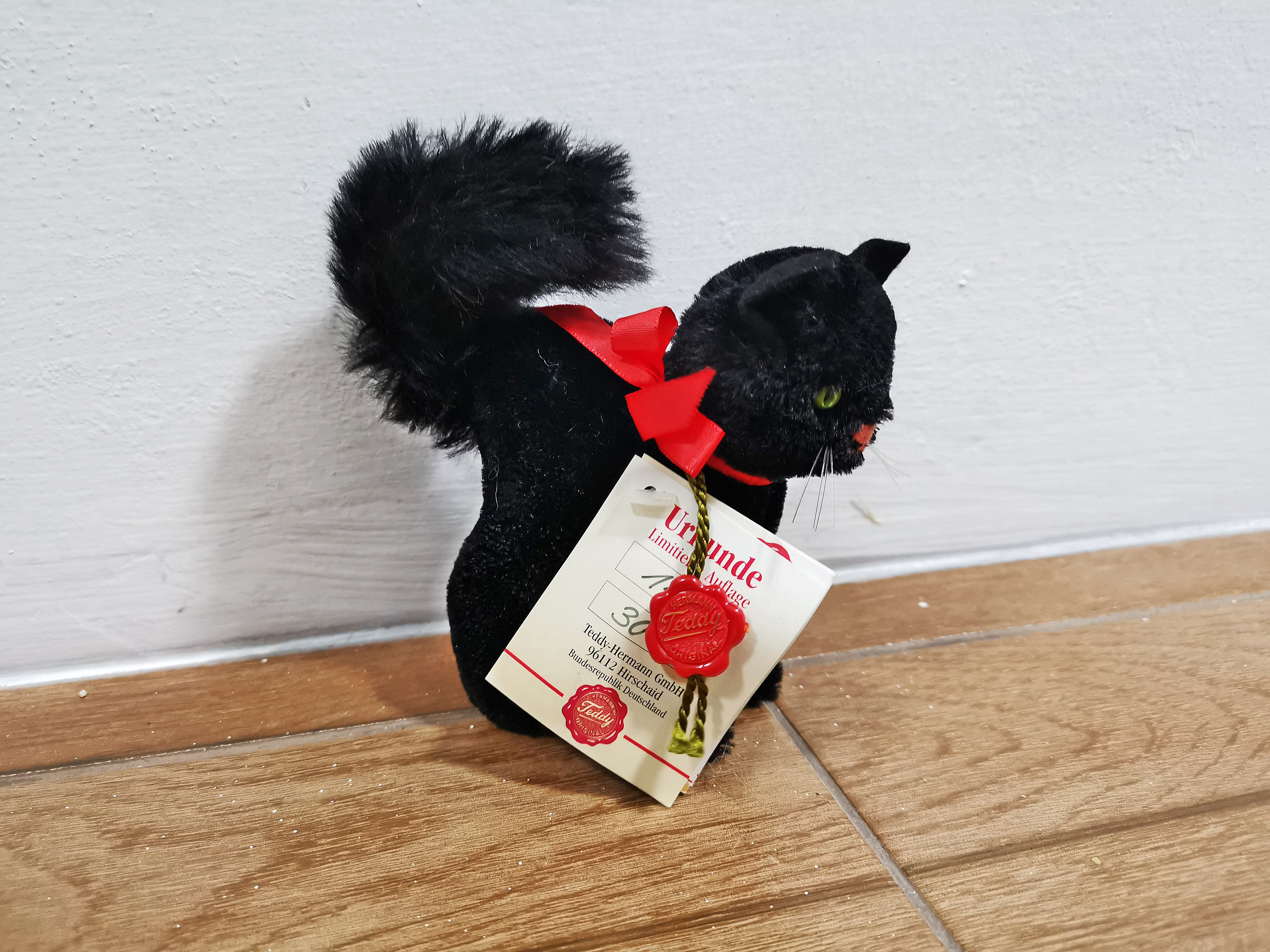 ハーマン■ブラックキャット/黒猫/ネコ■アンティーク/ビンテージ■HERMANN ハーマン黒猫ぬいぐるみ ドイツヴィンテージHERMANN 検フランス