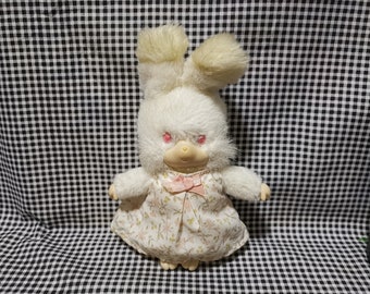 vintage cute rubber face stuffed fur white big eye baby bunny plush dolls