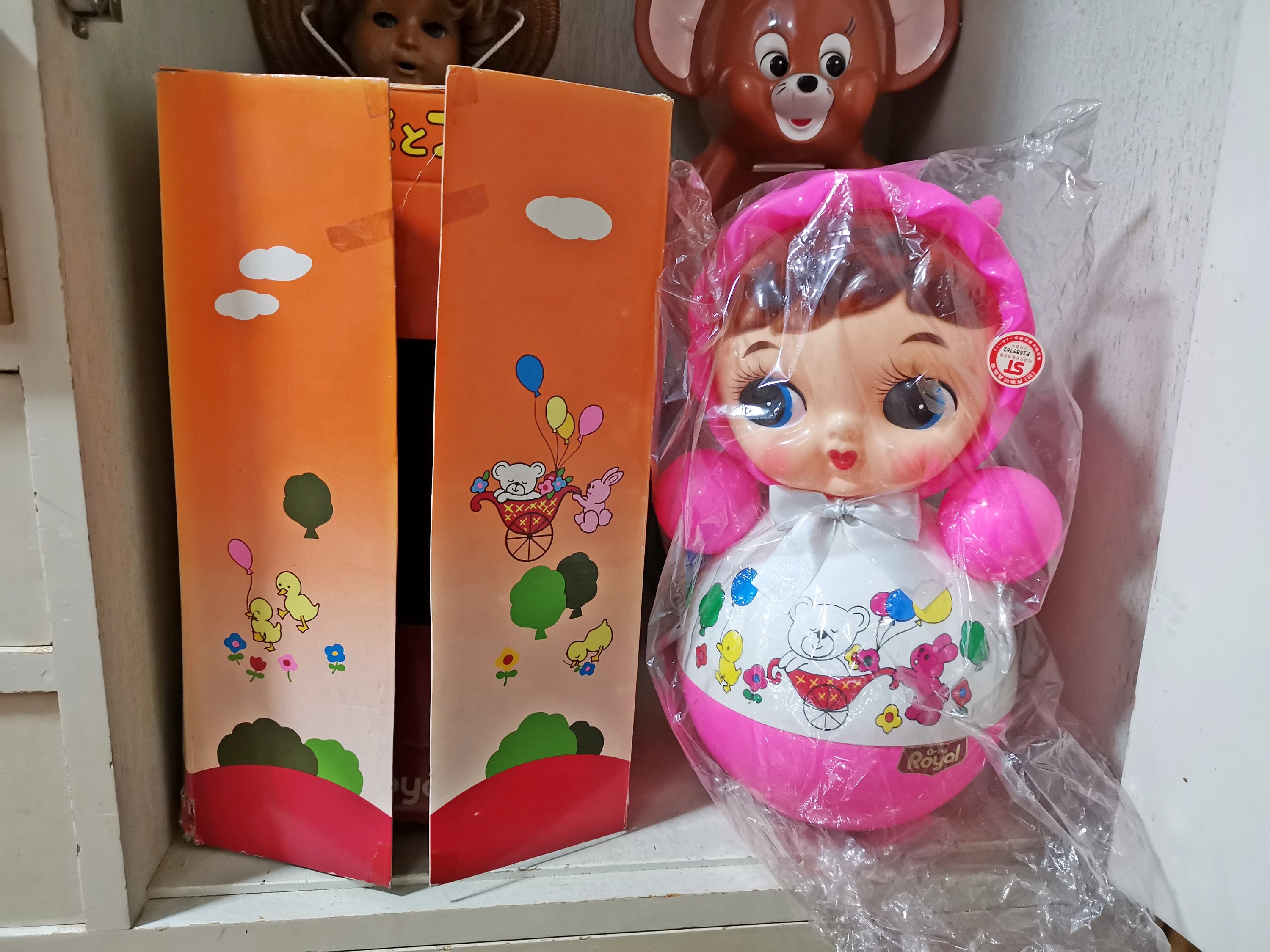 Vintage Japanese Big Eye Baby Toys Royal Kawaii Showa Roly