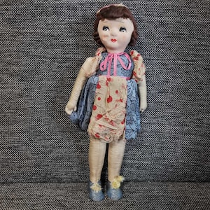 vintage pose  doll kawaii showa big eye girl handmade doll