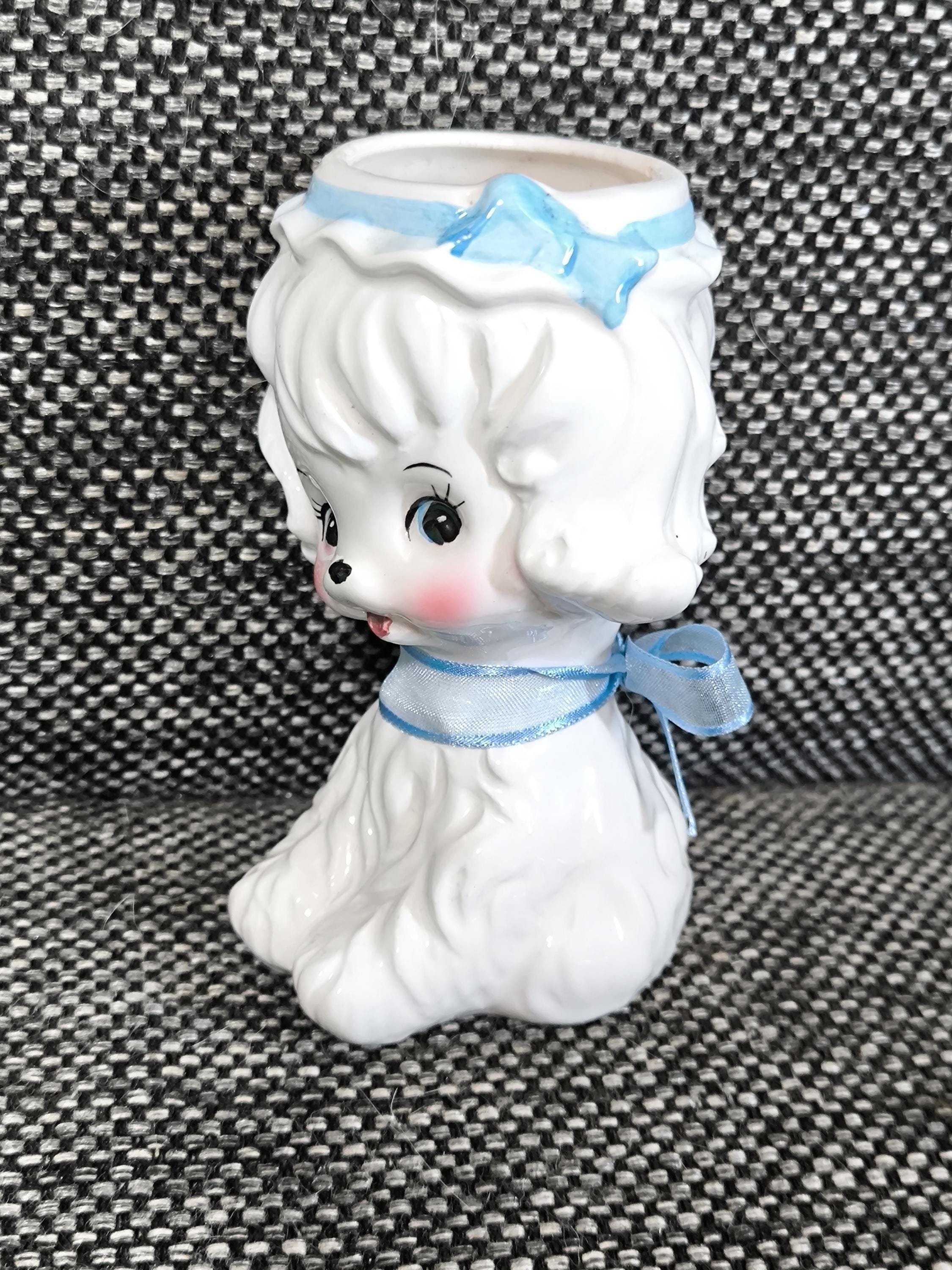 Vintage Japanese Animal Puppy Dog Ceramic Kitsch Kawaii White