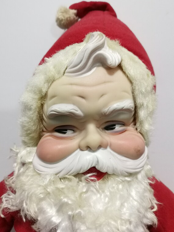 Vintage Stuffed Rubber Face Santa Claus Pixie by Rushton