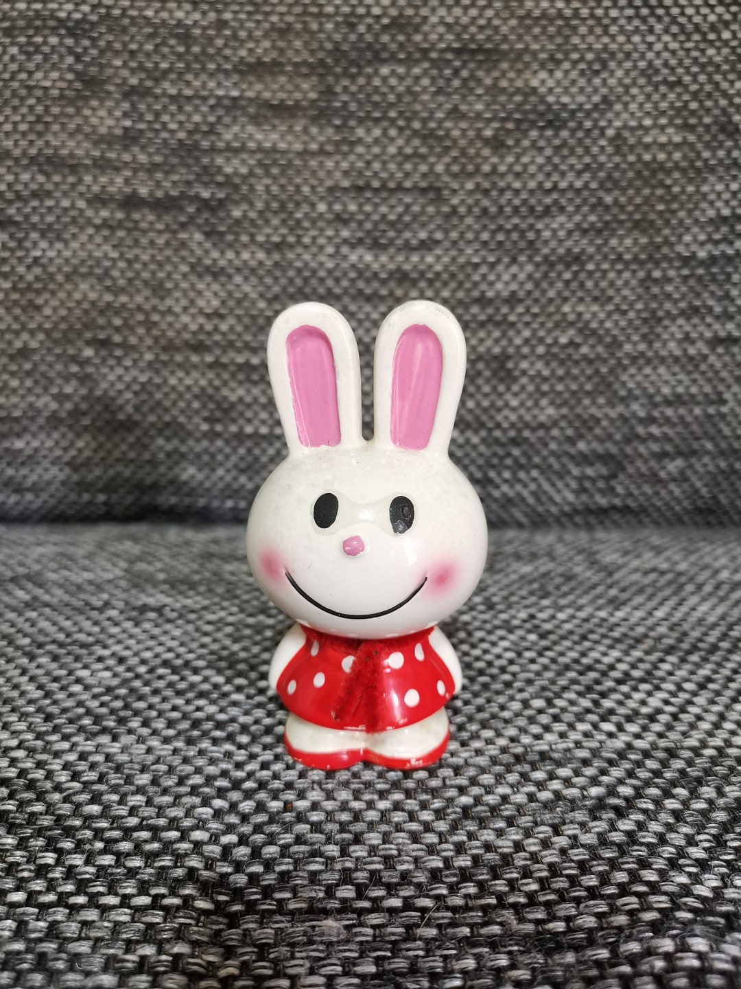 Japanese Plastic Rabbit Vintage Japanese Cute Animal Ceramic Kitsch Kawaii Big Eye White Bunny ...