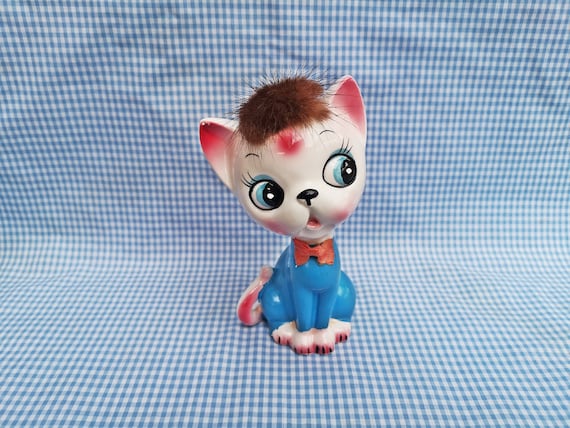 その他 SET OF VINTAGE CERAMIC BIG EYE KITTY CAT Vintage Japanese Animal Kitty Cat Ceramic Kitsch Kawaii Big Eye