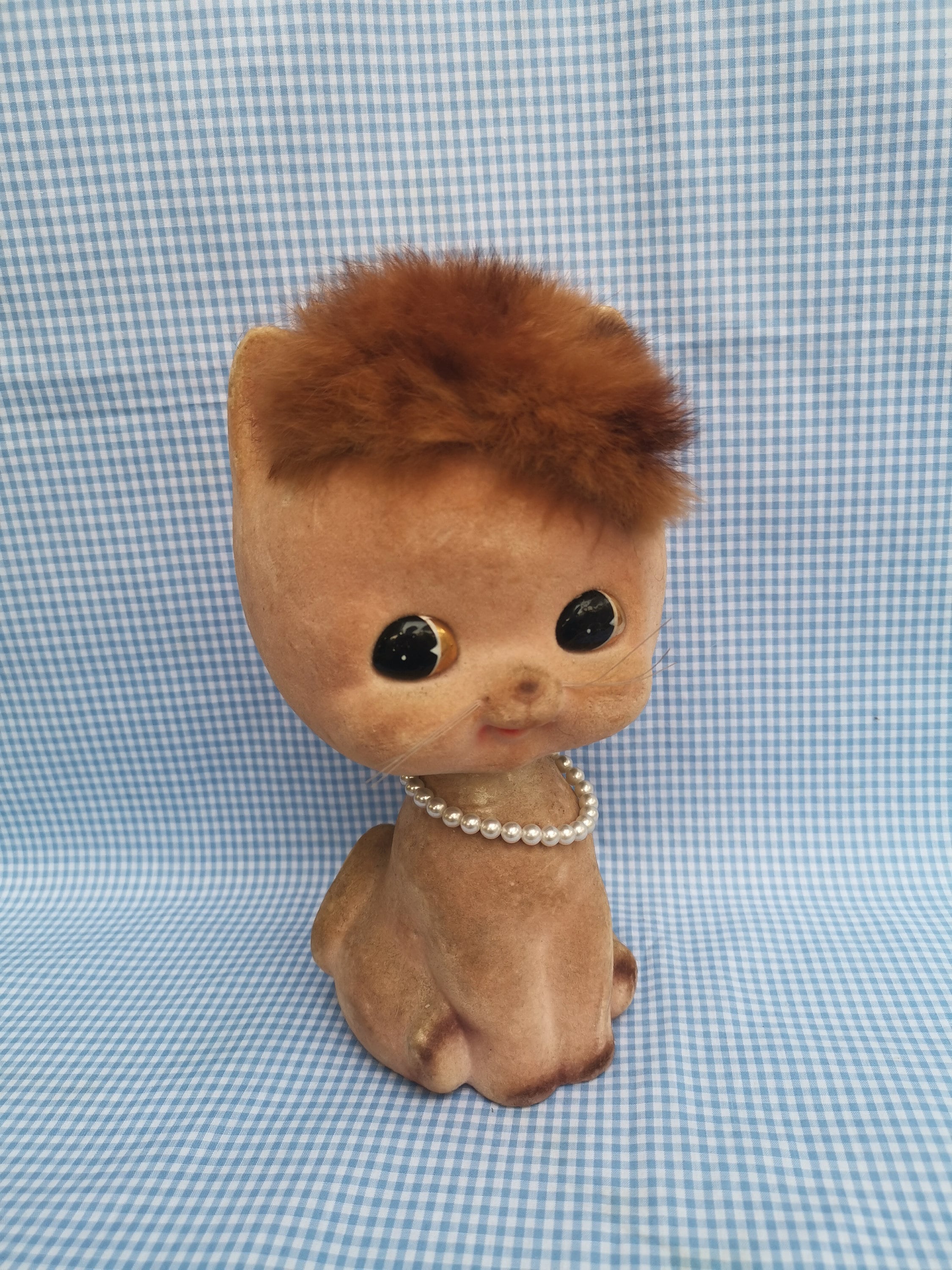 Vintage Japanese Animal Kawaii Velvet Kitty Cat Ceramic