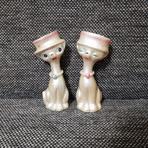 vintage japanese animal ceramic kitsch kawaii big eye kitty cat lover japan figurines
