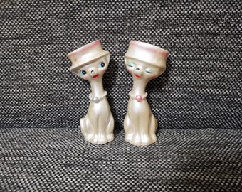 ヴィンテージの日本の陶器キッチュな猫：シャム猫の置物（11x6インチ