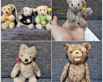 ヴィンテージ シュタイフ テディベア：ブラックモヘア ドイツ製