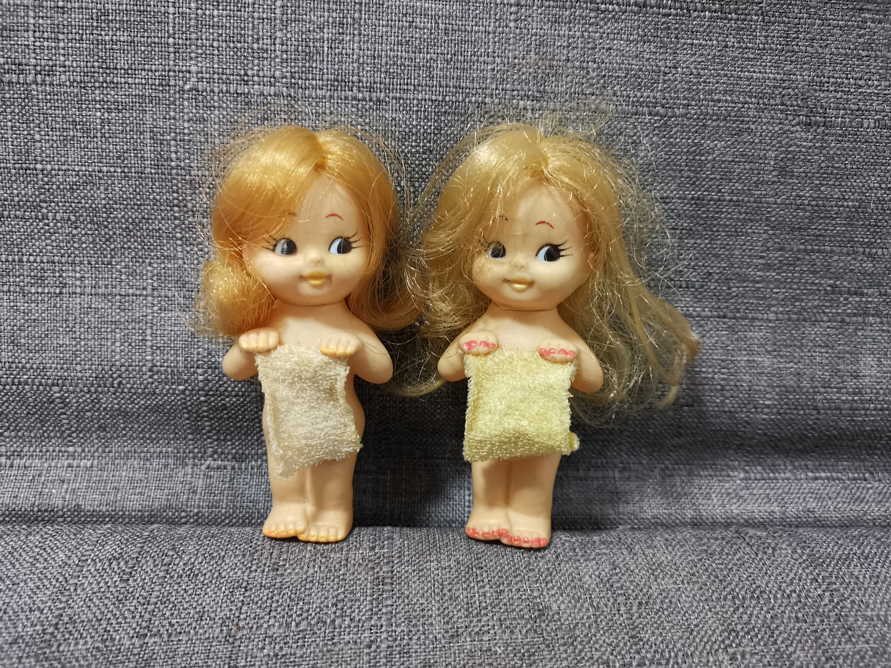 Vintage Japanese Kawaii Little Girl Toys Rubber Big Eye Nude