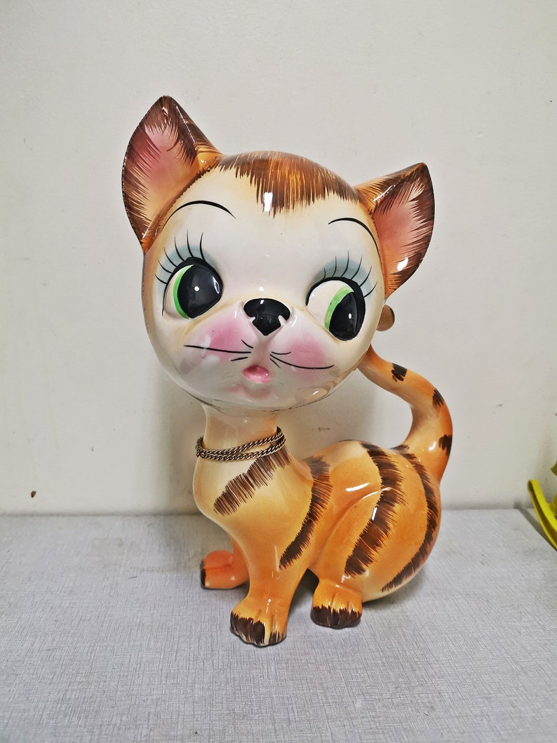 Kitsch de cerámica vintage gato gatito ojo japón grande 12inc Etsy