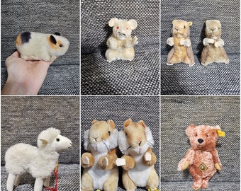 vintage steiff hamster mohair red mouse white sheep bear germany plush toys