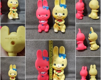 Vintage japanese animal toys rubber kitsch kawaii bunny and