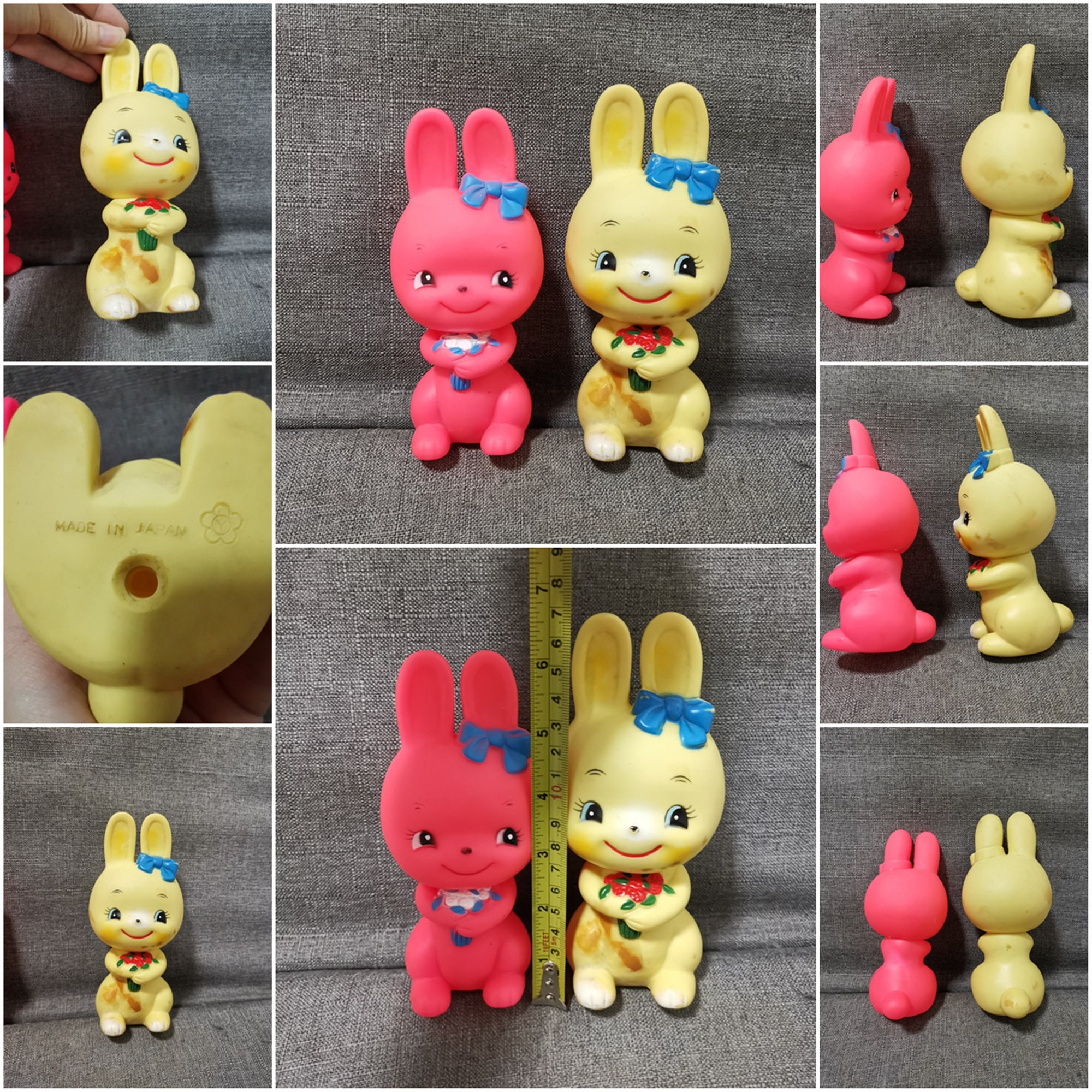 Vintage japanese animal toys rubber kitsch kawaii bunny and