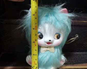 RARE Vintage Aurora White Cat blue eyes pink bow 7