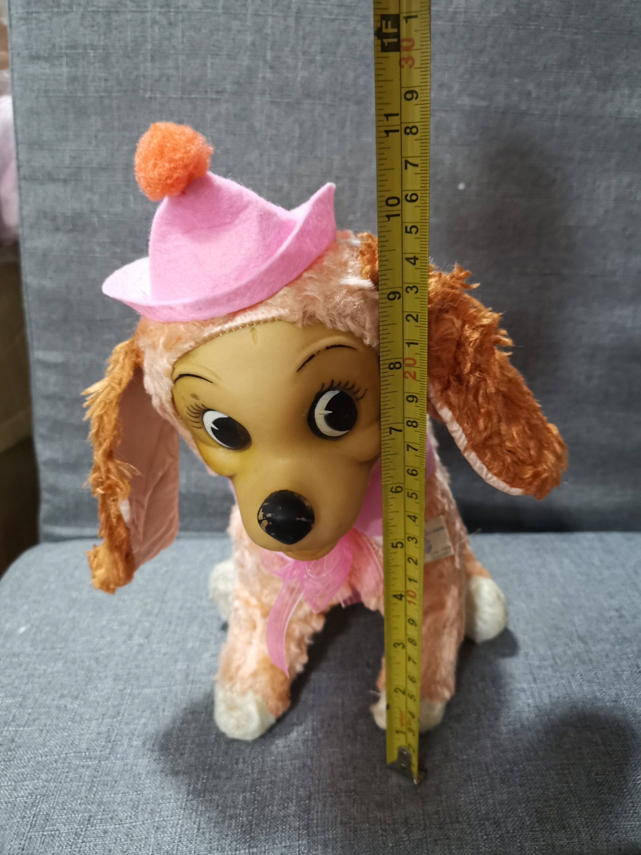 フランス 1940-60s 黒 トイ プードル 犬 ぬいぐるみ 木毛