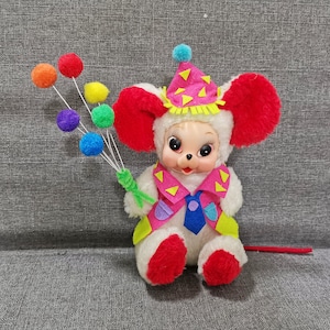 vintage rubber face stuffed animal rushton mouse rat plush doll
