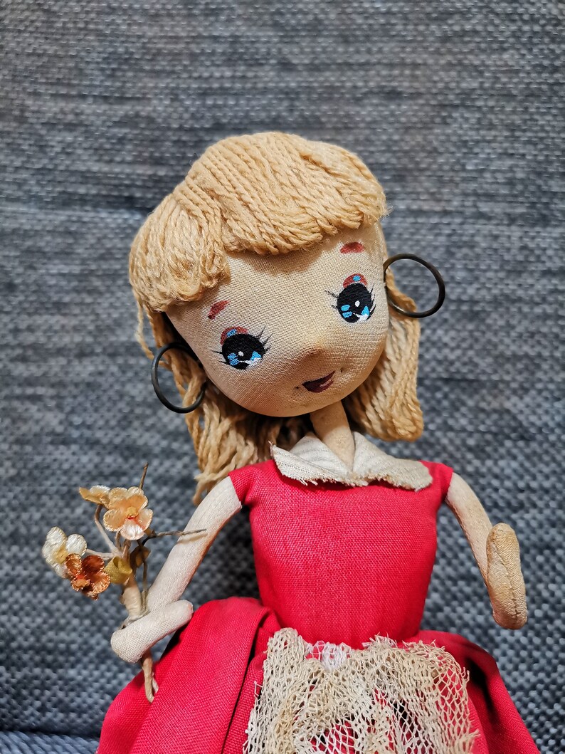 Vintage Pose Doll Japanese Kawaii Big Eye Girl Doll Sitting Etsy