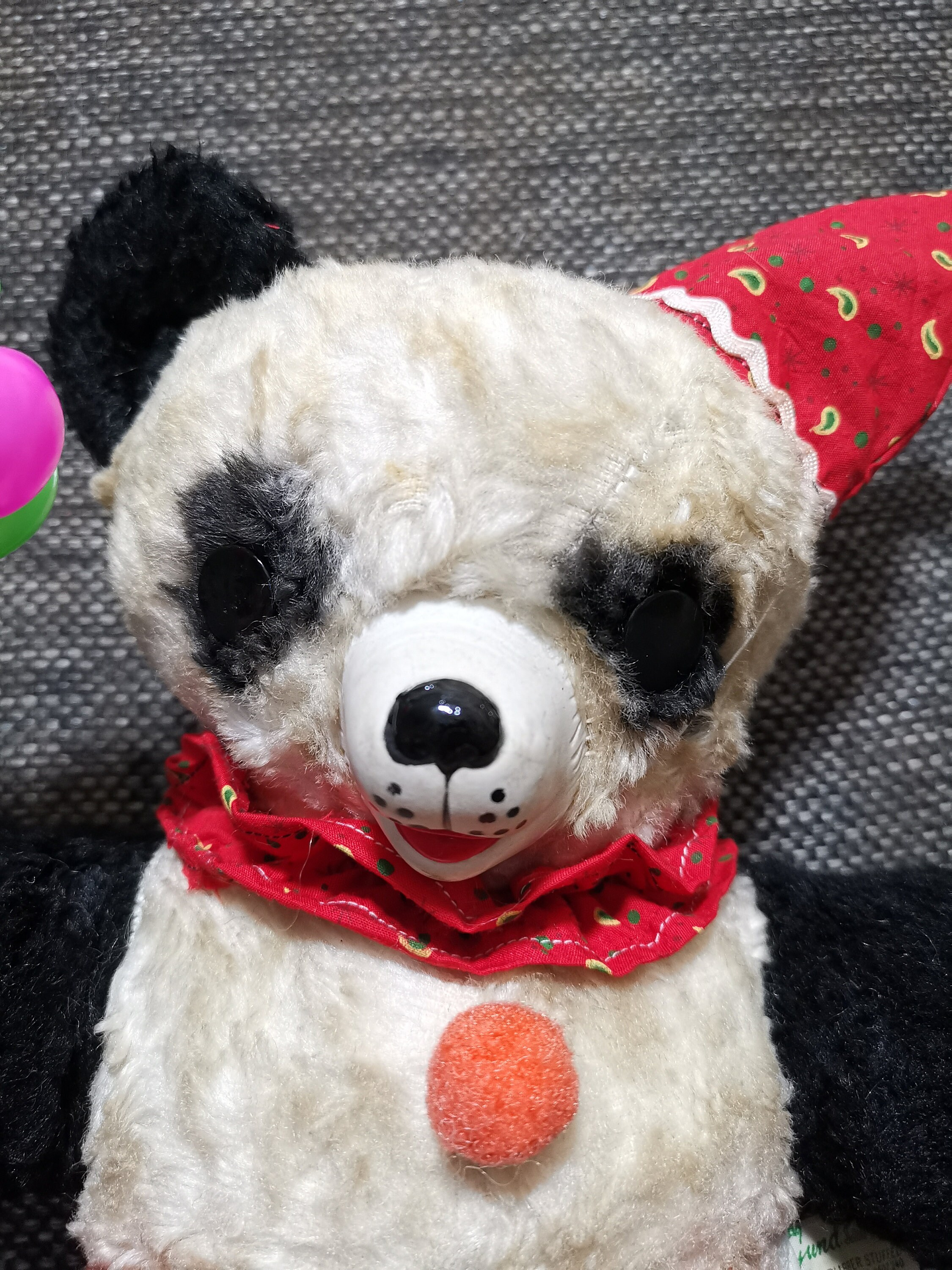Vintage Cute Kawaii Stuffed Big Eye Bear Panda Clown Joker