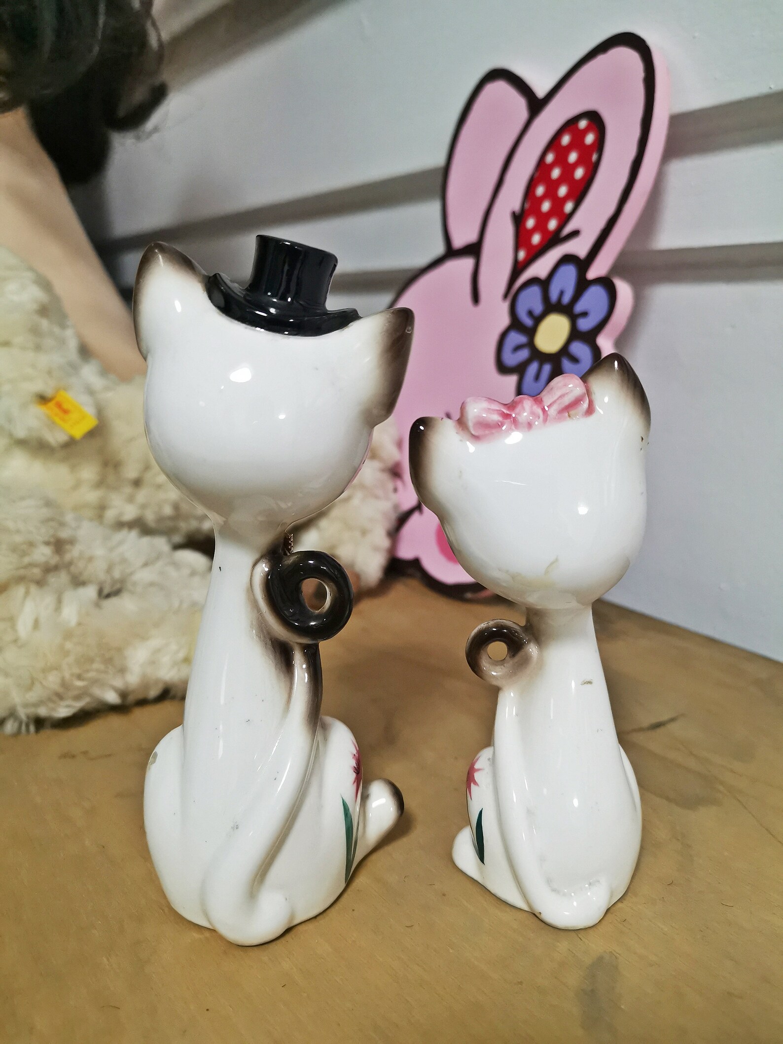 Vintage cerámica kitsch gatito flor blanca gato amante japón Etsy