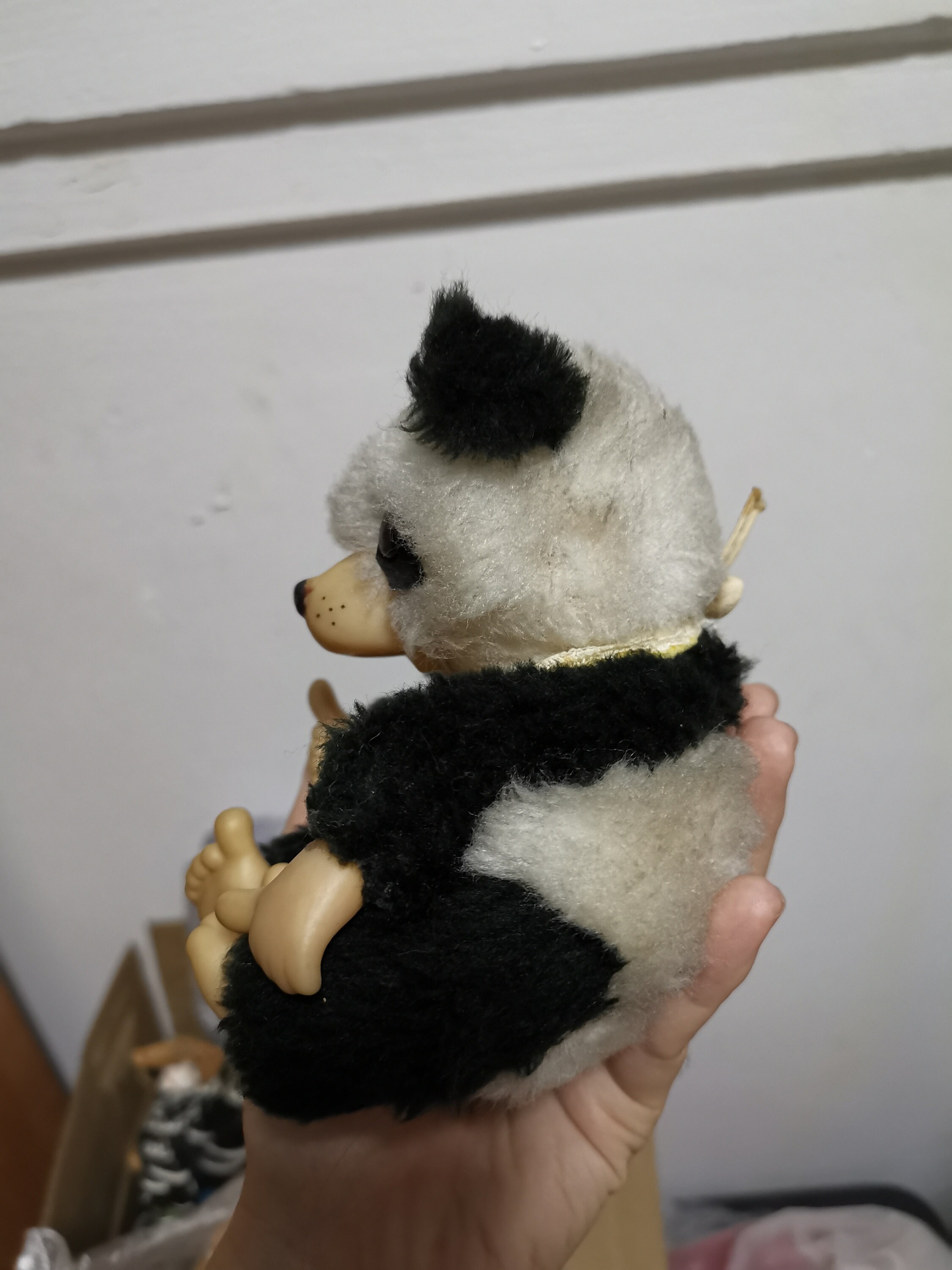 Vintage Animal Stuffed Rubber Face Big Eye Panda Bear Monchhichi