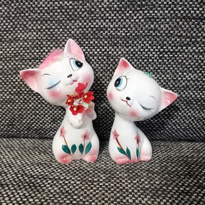 vintage keramik kitsch weiße blumen kitty katze kawaii lover Figuren japan doll