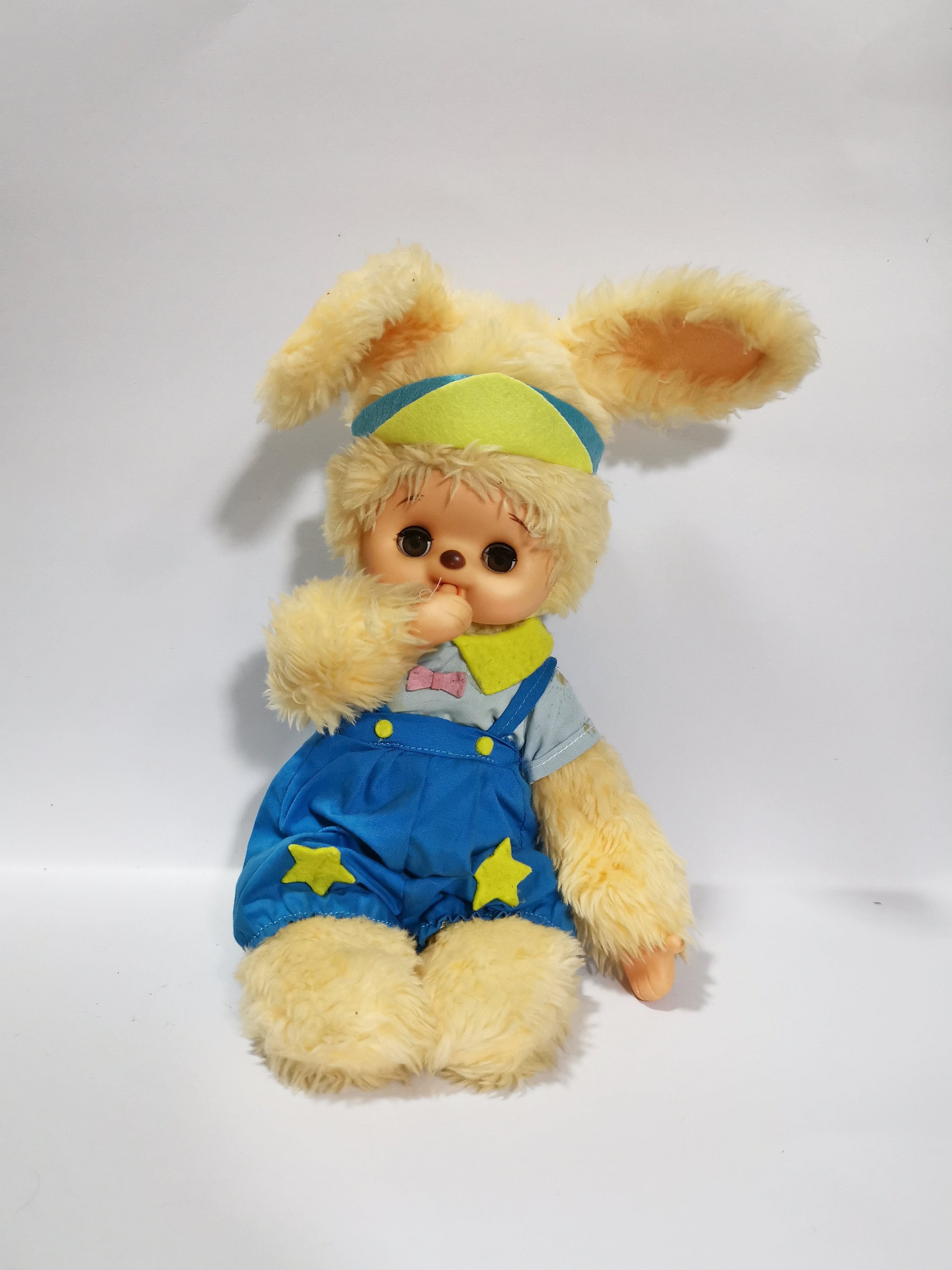 Vintage Stuffed Rubber Face Yellow Bunny Rabbit Monchhichi