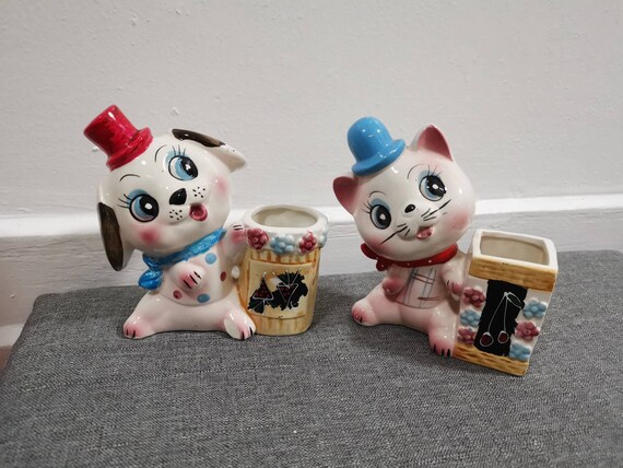 その他 SET OF VINTAGE CERAMIC BIG EYE KITTY CAT SET OF VINTAGE CERAMIC BIG EYE KITTY CAT