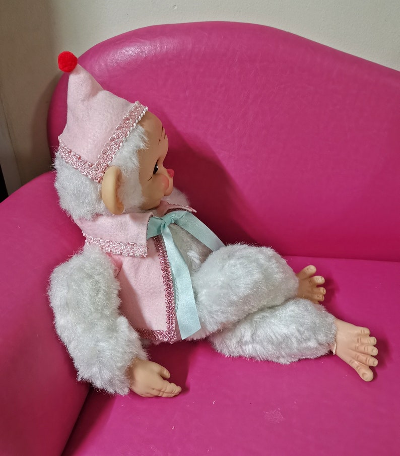 Vintage Stuffed Animal Rubber Face Rushton White Monkey Plush Etsy