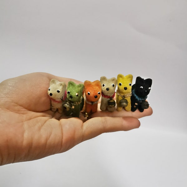 vintage japanese miniature wood toys puppy dog Inu Hariko Japanese Figurine toys