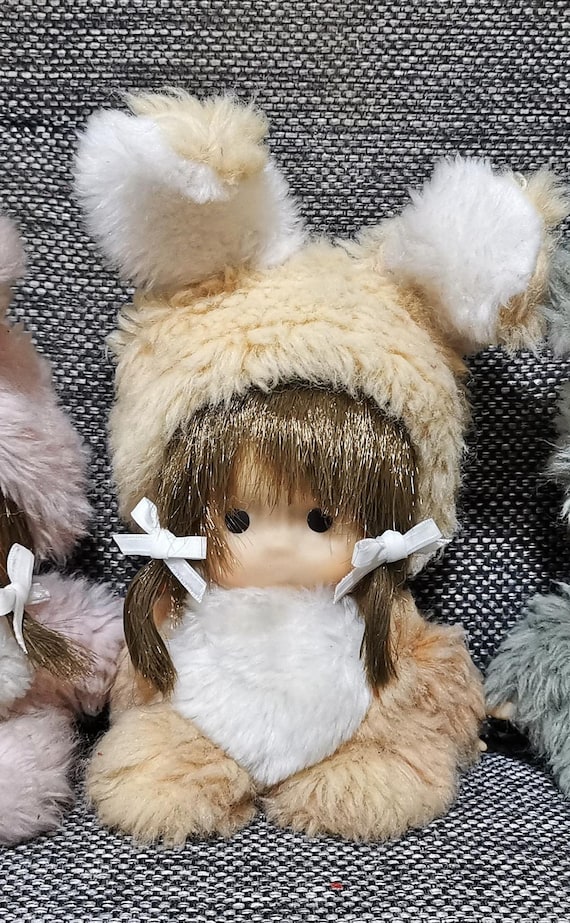 Vintage Cute Japanese Little Bunny Baby Monchhichi Stuffed Rubber