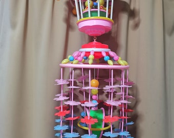 Vintage birdcage cute yellow bird toys baby doll kawaii showa Celluloid bird Mobile Japanese