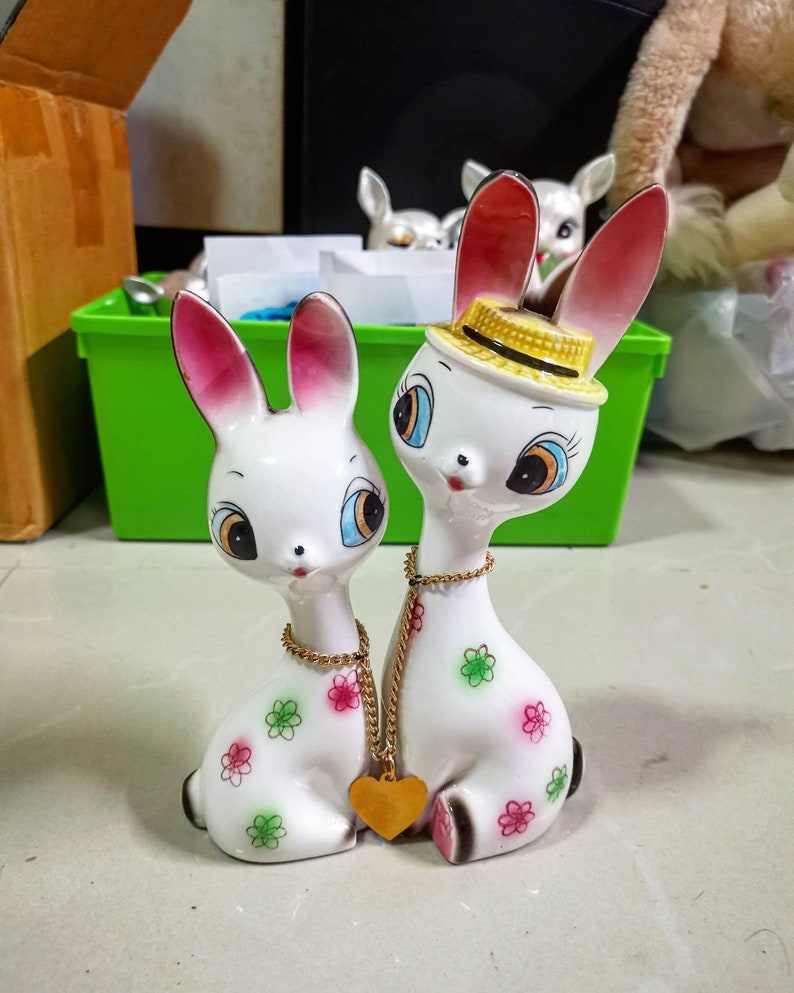 Kitsch Shiny Rabbit Vintage Japanese Ceramic Kitsch Kawaii Big Eye Bunny Rabbit Lover ...