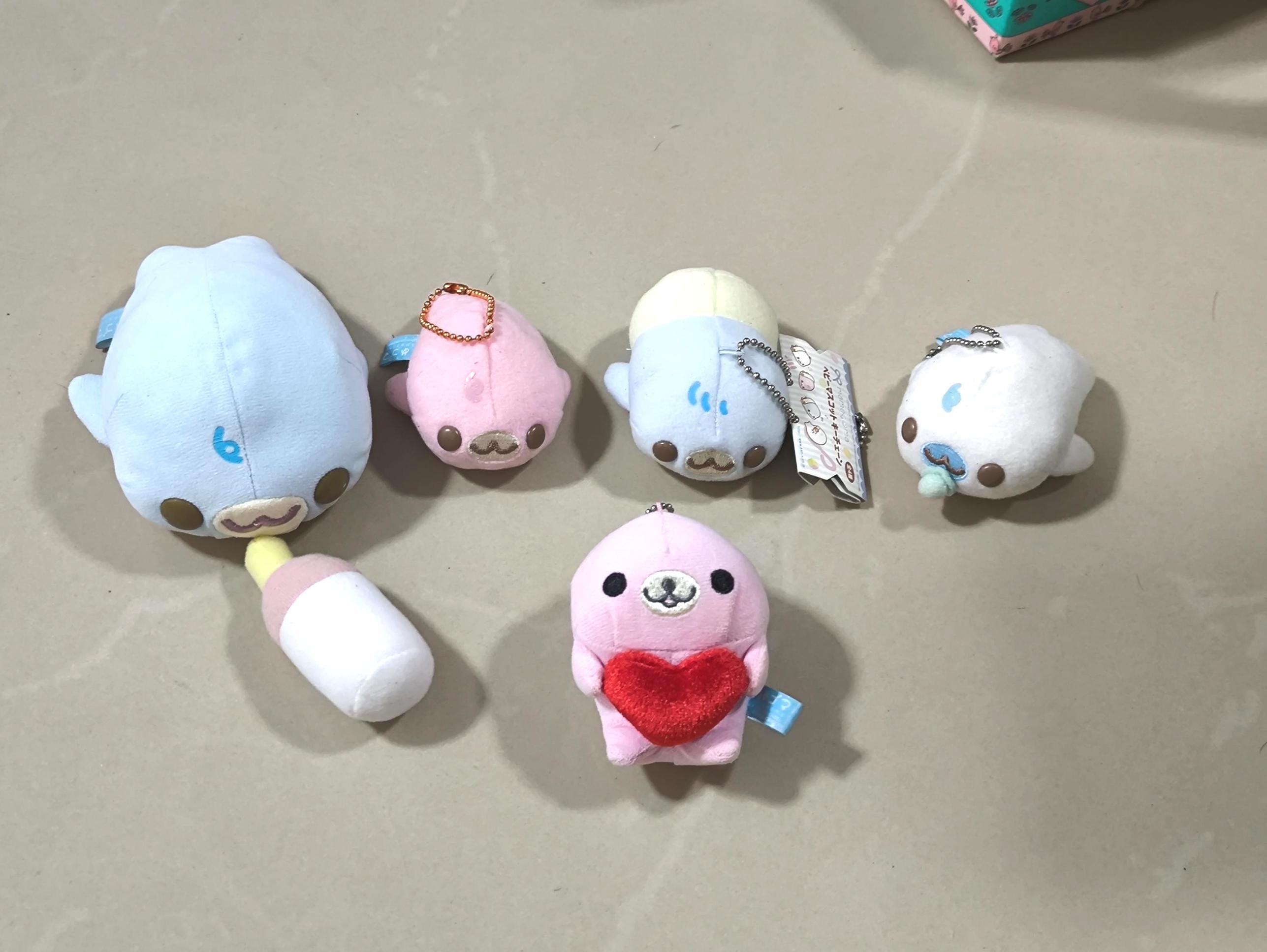 san-x mamegoma blue pink white brown eye baby mamegoma doll plush