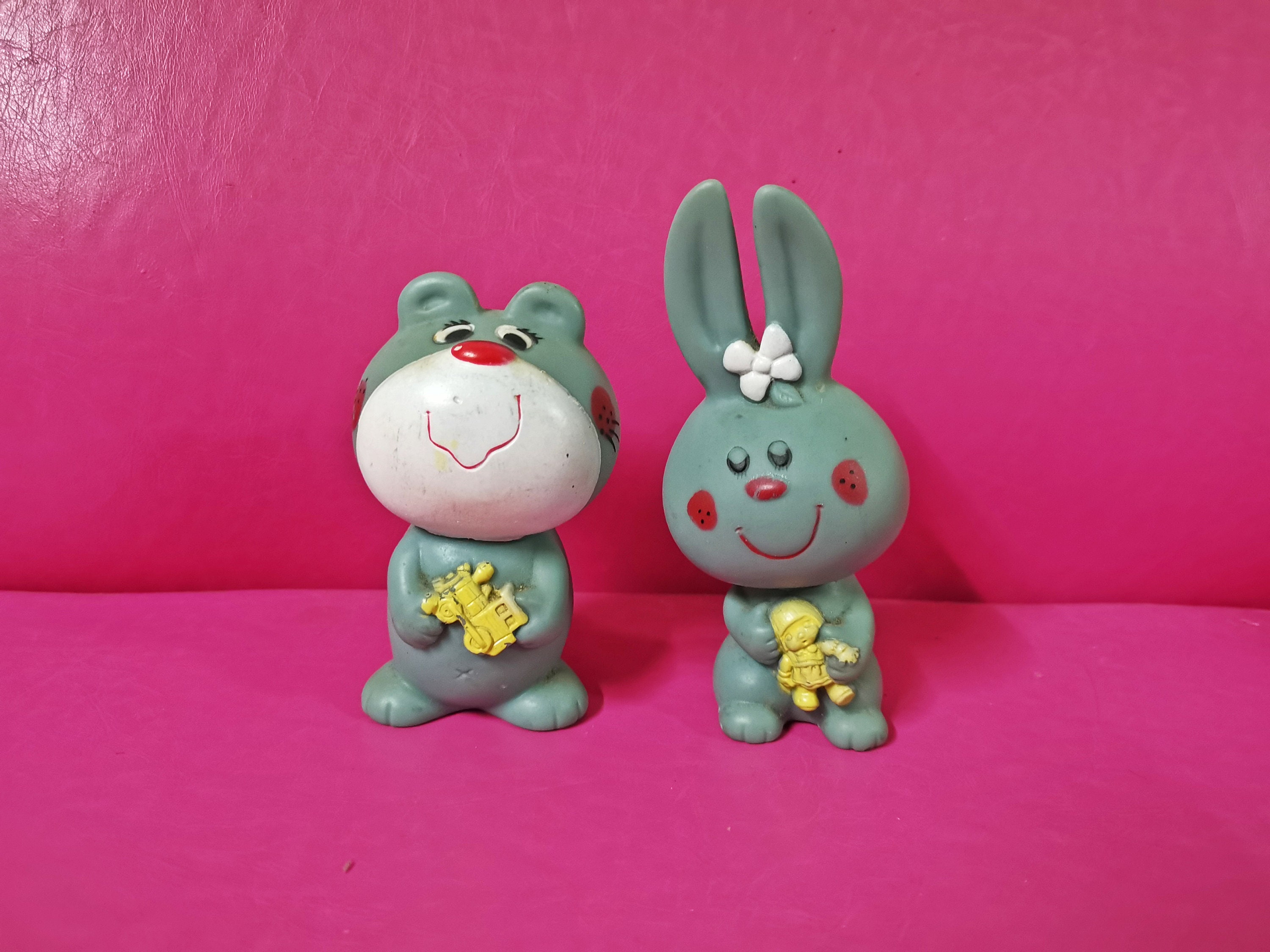 Vintage japanese animal toys rubber kitsch kawaii bunny and