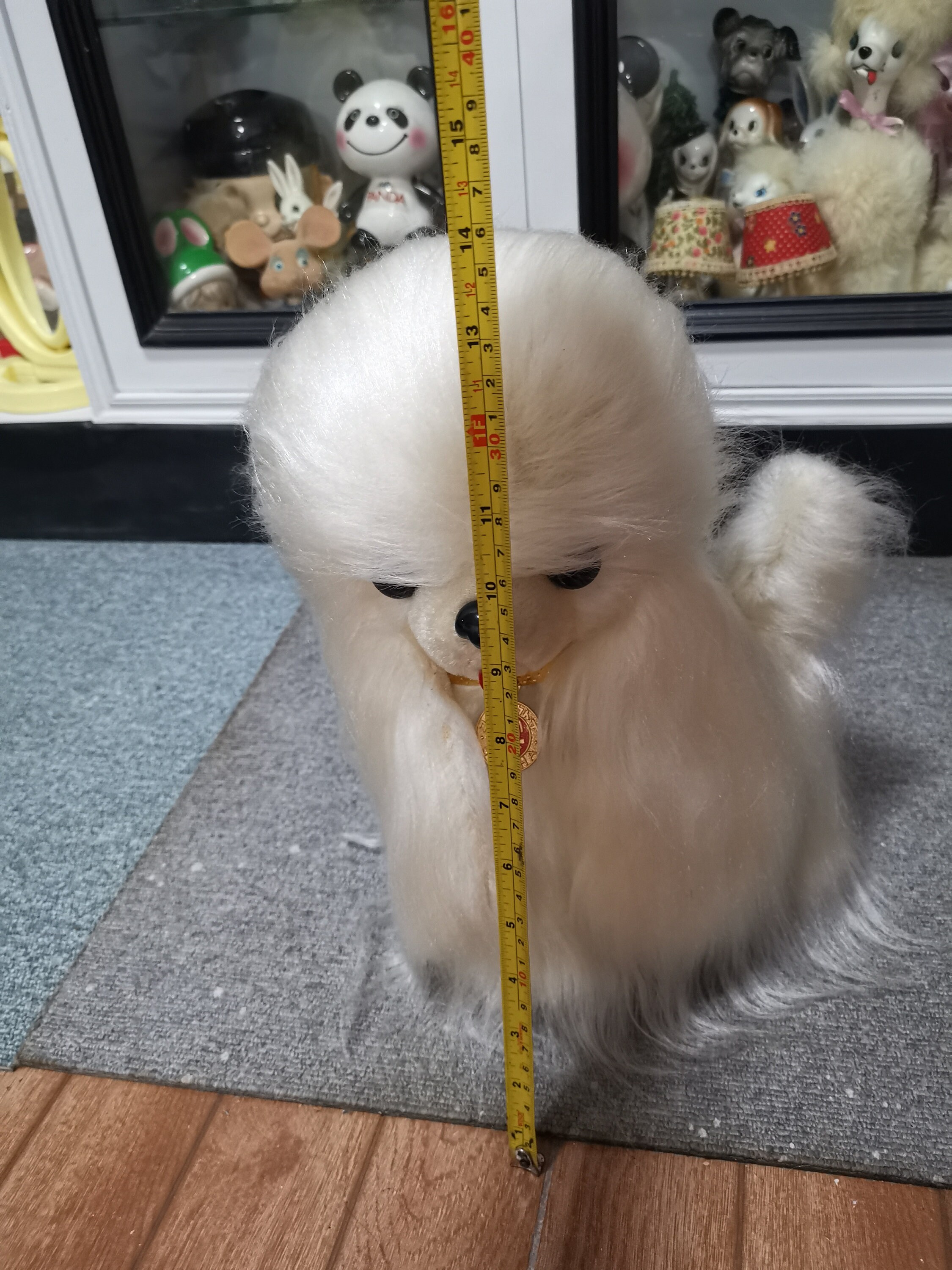 Vintage Japanese Animal Puppy Kawaii Stuffed White Fur Dog