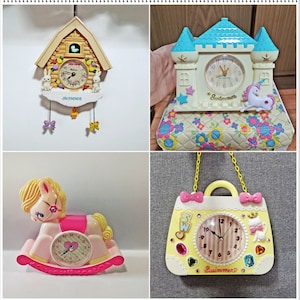 collectibles cute japanese kawaii pink big eye pony unicorn kitty blue bird bunny alarm clock by swimmer japan toys