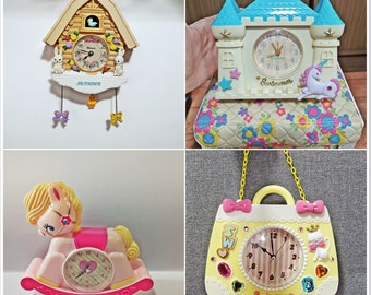 collectibles cute japanese kawaii pink big eye pony unicorn kitty blue bird bunny alarm clock by swimmer japan toys