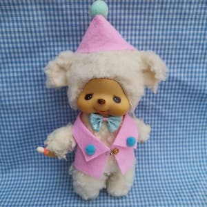 vintage japanese stuffed animal big eye sheep monchichi sekiguchi japan 1970s doll 7"