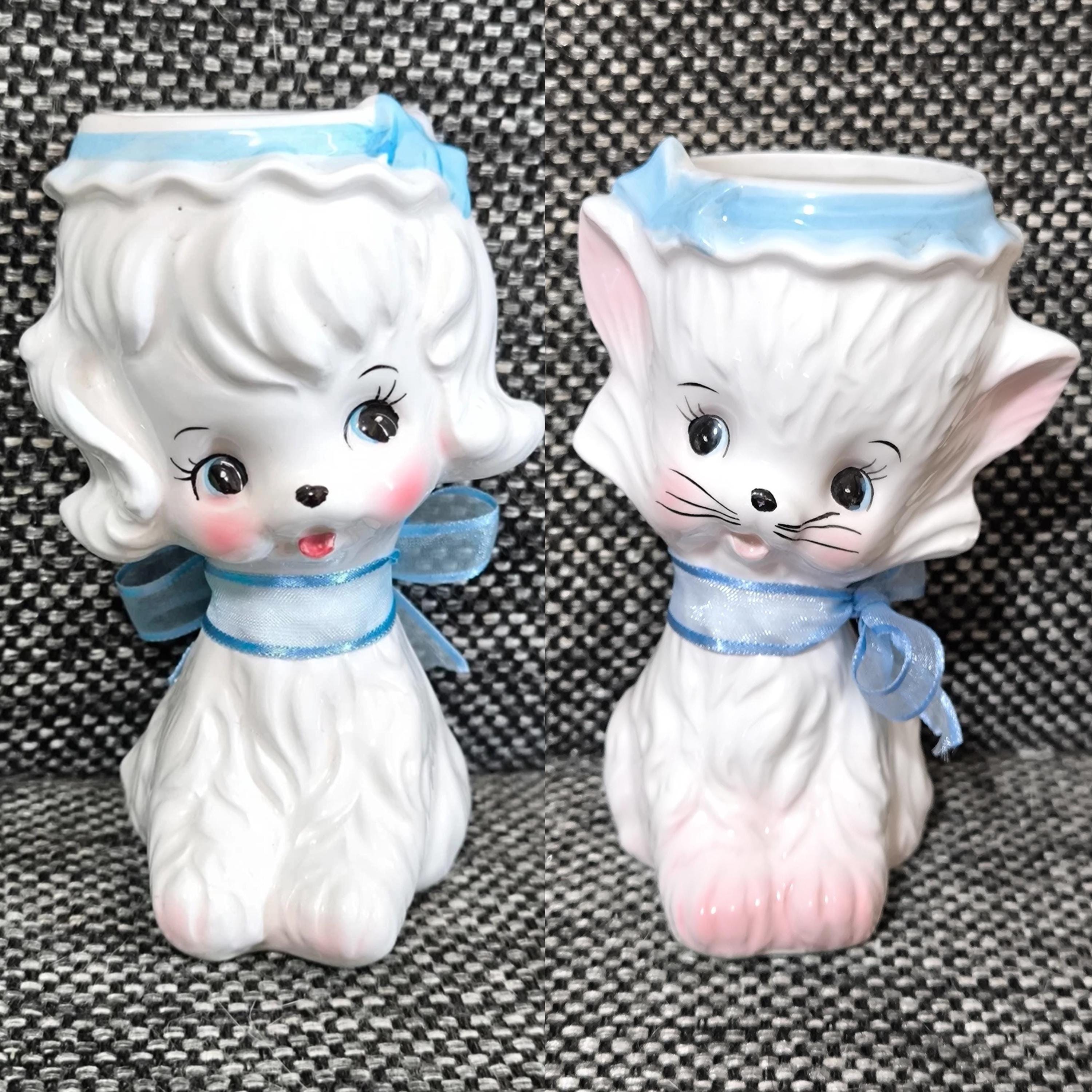 Vintage Japanese Animal Puppy Dog Ceramic Kitsch Kawaii White