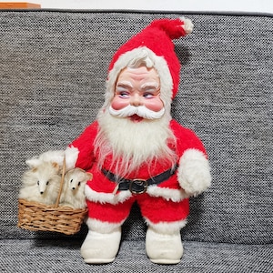 vintage stuffed rubber face Santa Claus pixie by rushton plush