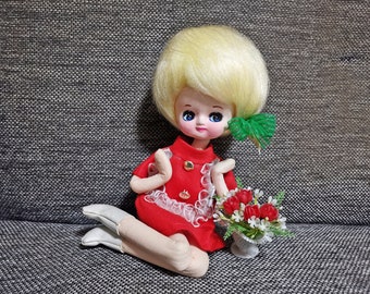 Vintage Japanese Toys Kawaii Showa Rubber Sweet Big Eye Little Girl Sailor  Japan Doll 6 