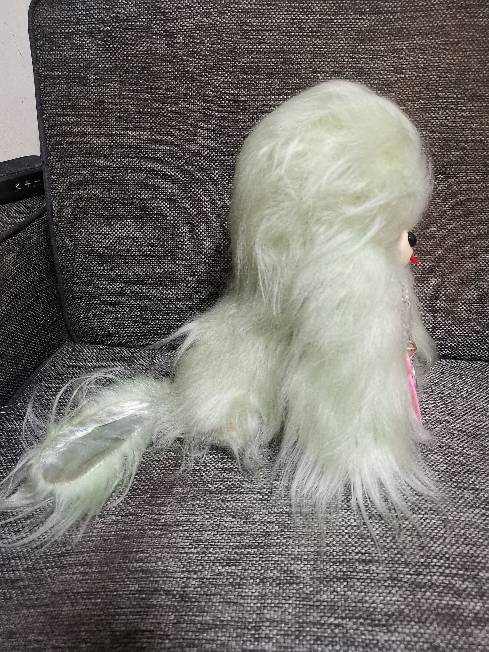 Vintage stuffed animal fur green big eye puppy dog bandai Etsy