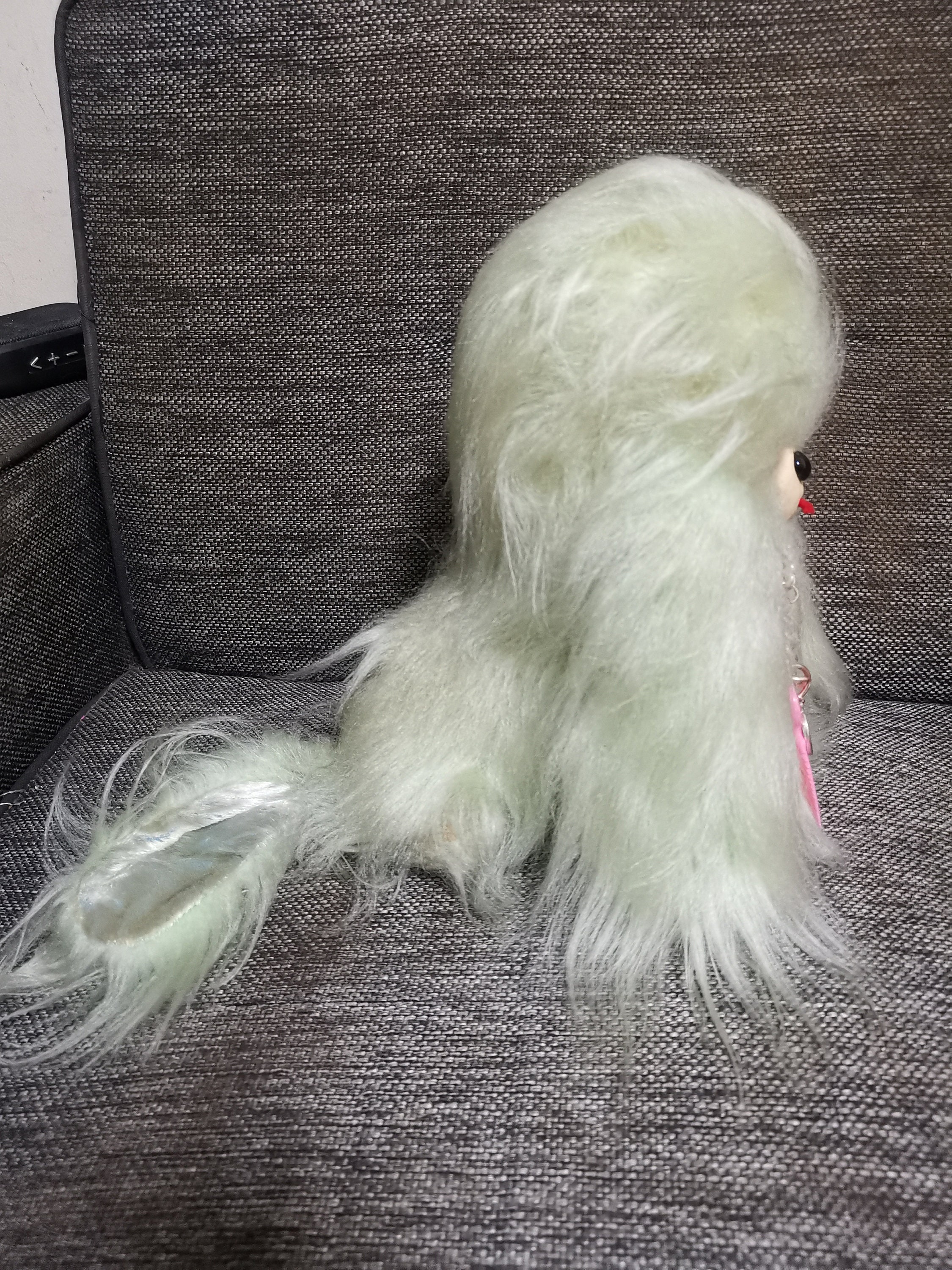 Vintage stuffed animal fur green big eye puppy dog bandai Etsy