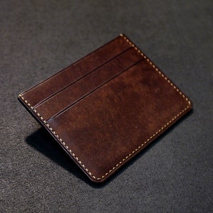 Cartera de cuero cosida a mano, tarjetero, billetera delgada, tarjetero, billetera minimalista, billetera de bolsillo, regalo