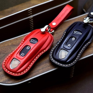 PORSCHE key chain, Leather Car Key Fob cover, Remote Key Case, Car Key Case, Smart Key Leather Case