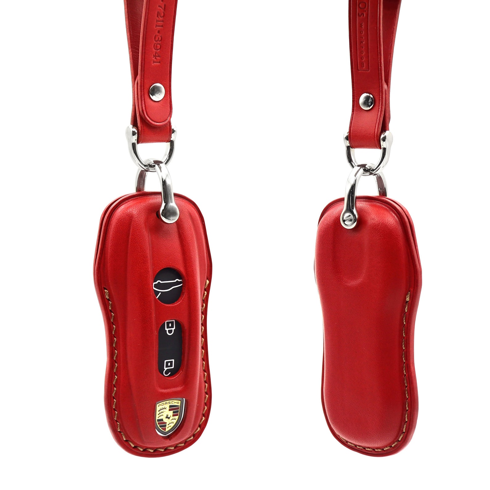 PORSCHE Key Chain Leather Car Key Fob Cover Remote Key Case Etsy