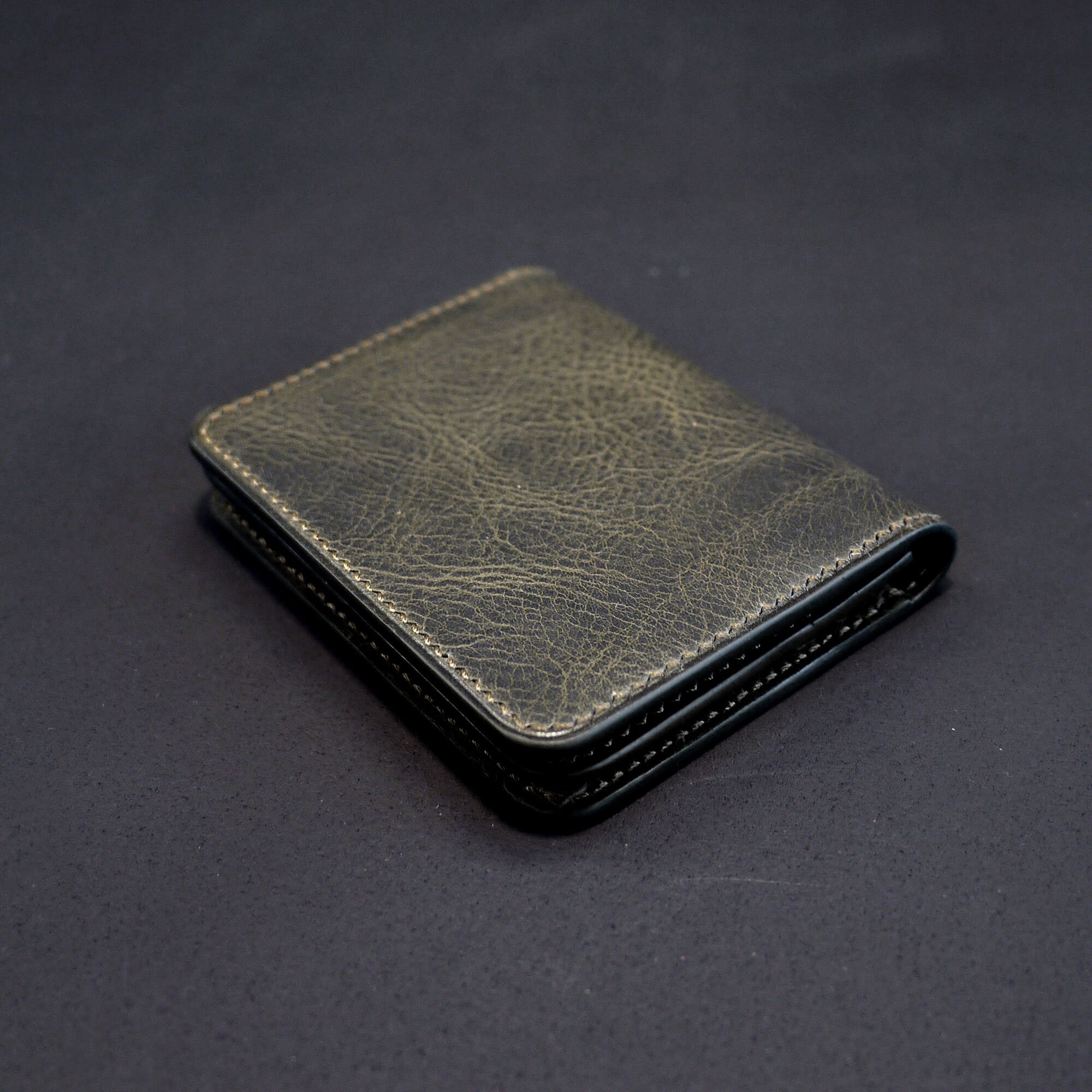 Hand Stitched Leather Wallet Slim Wallet Business Card Etsy