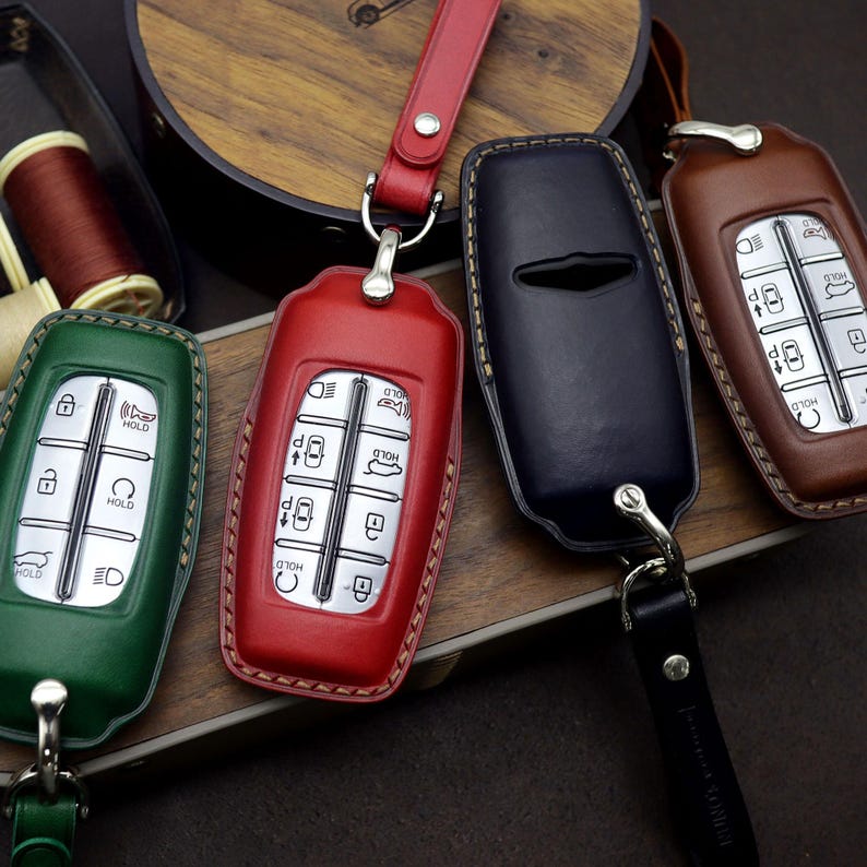 Leather Key Fob Cover: Genesis, Hyundai Smart Key Case image 3