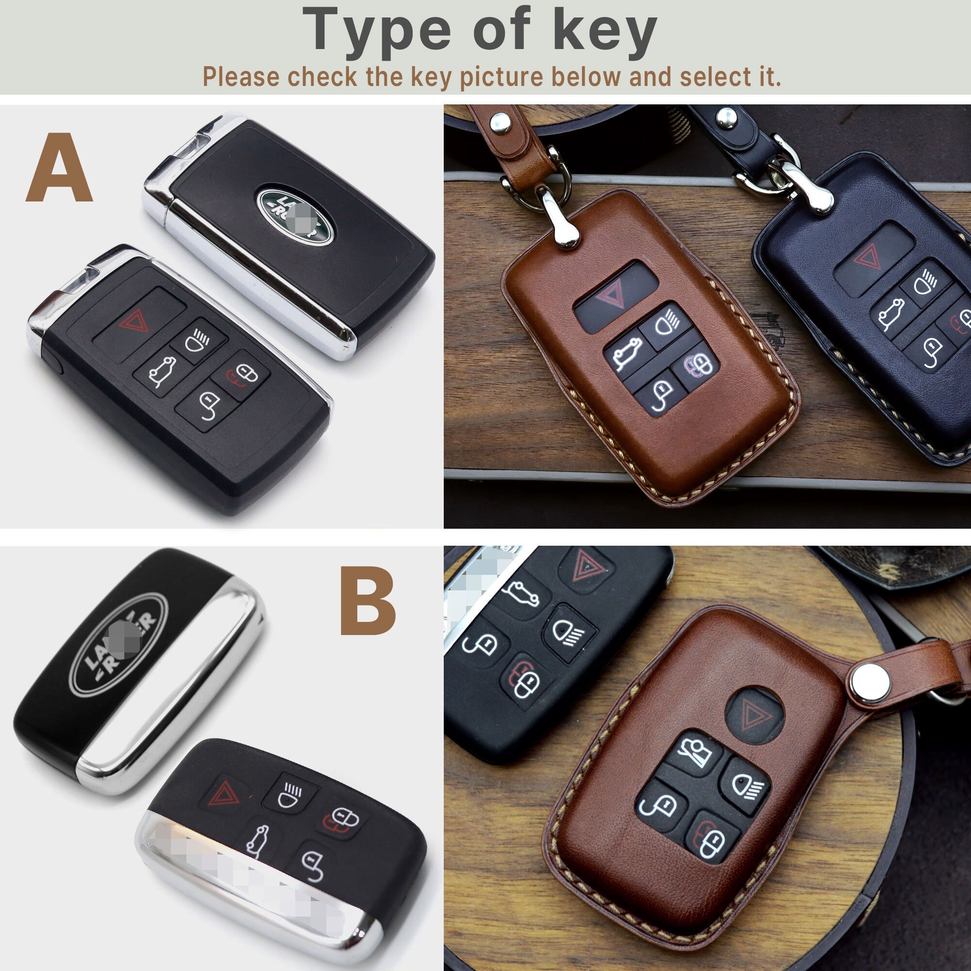 Land Rover leather and enamel car key ring / fob